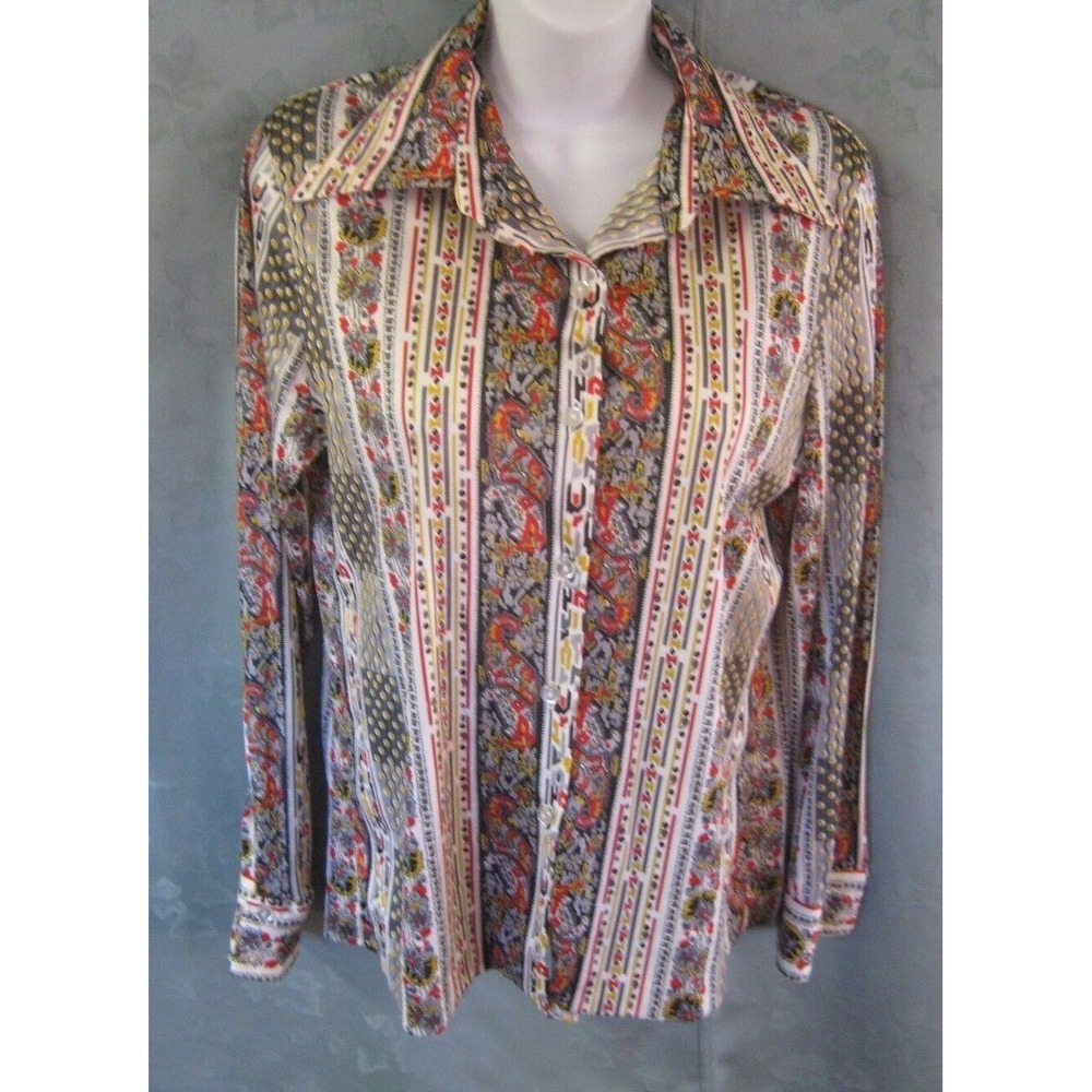 Vintage Alex Coleman Women's Shirt Size 12 Wide Collar Arnel Triacetate HTF